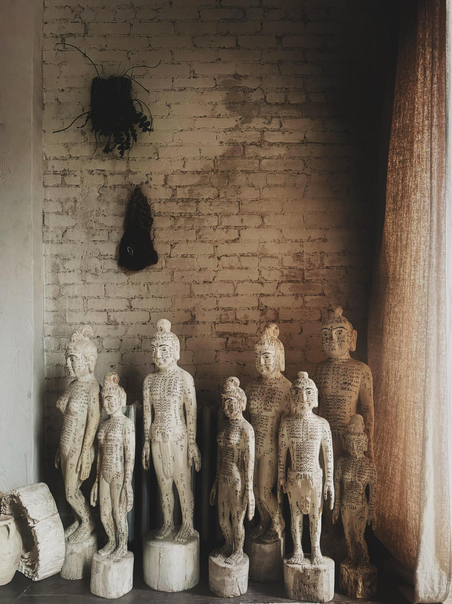 Antique Chinese Acupuncture Dolls – Hand-Carved Wooden Statues