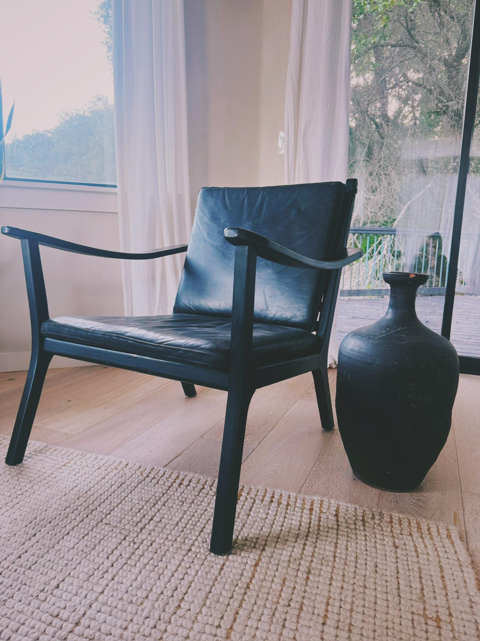 Parley Black Leather Lounge Chair