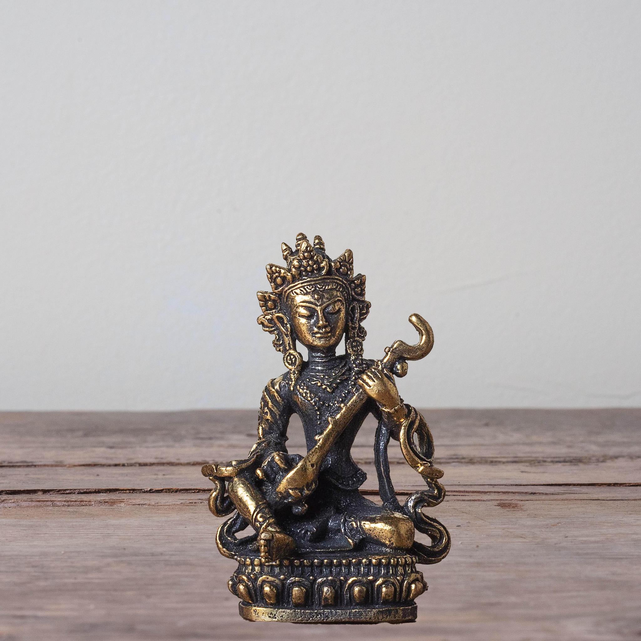 Brass Deity Statuette Saraswati