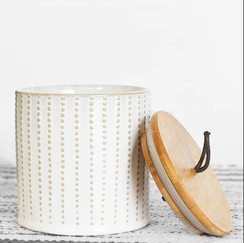 Dotted Stripe Ceramic Canister