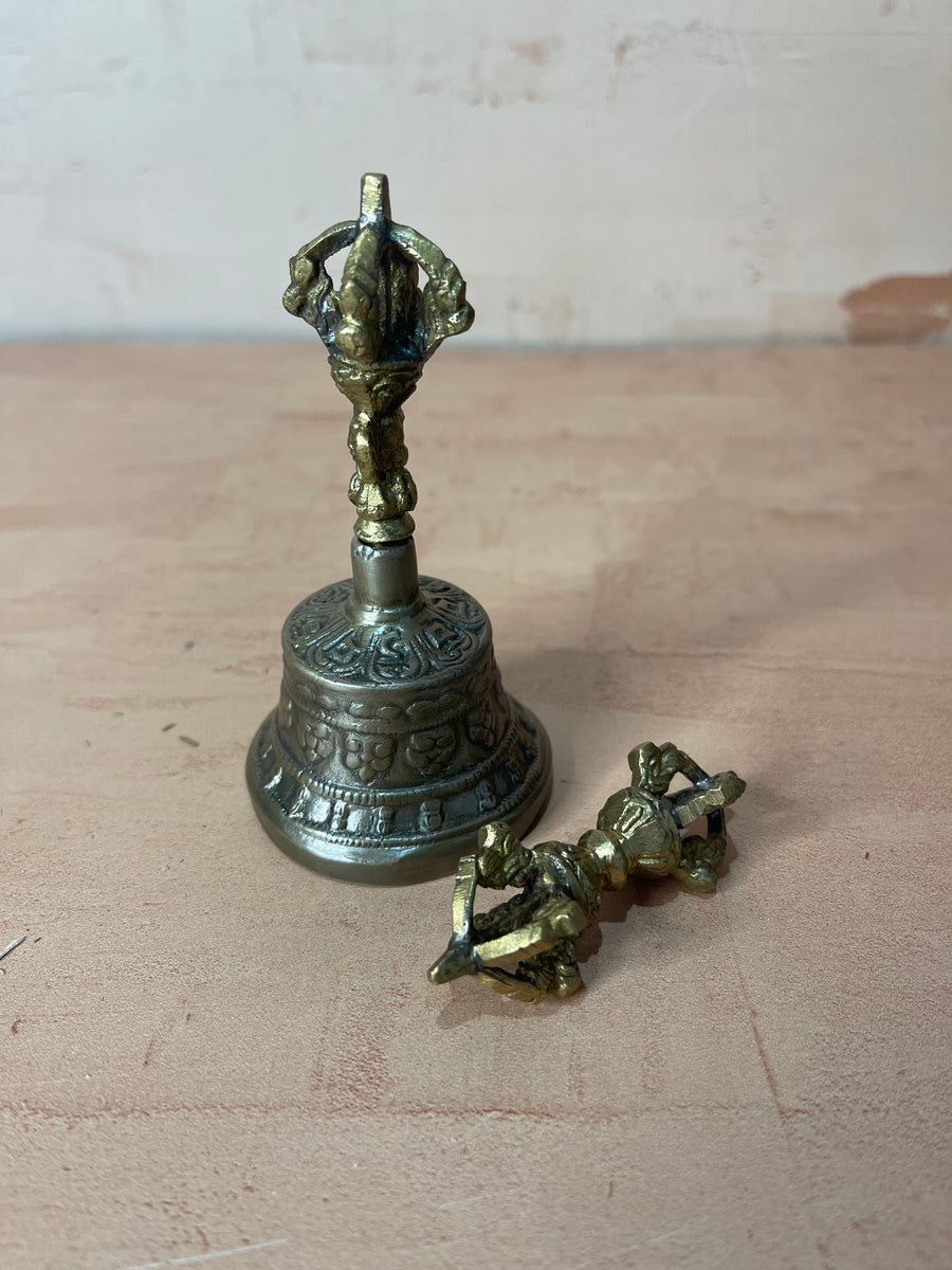 Mini Tibetan Brass Vajra and Bell