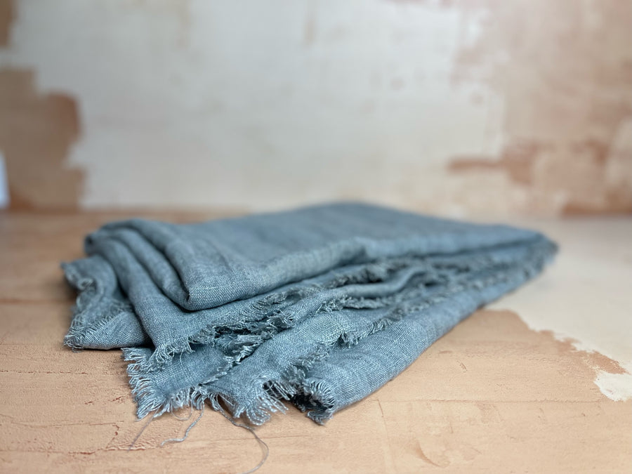 Stone Washed Linen Throw Blanket