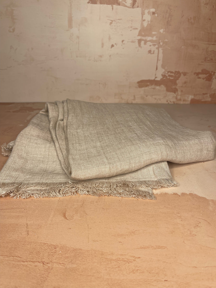 Stone Washed Linen Throw Blanket