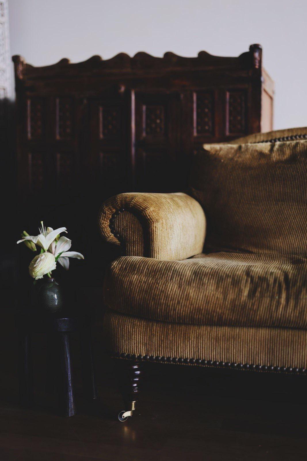 Brushed Corduroy Three Cushion Sofa
