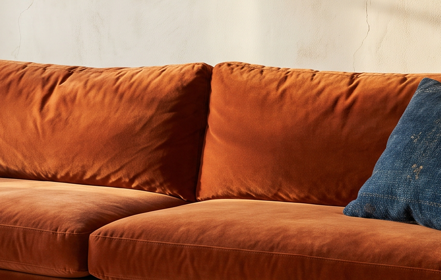 Closeup of cushions and indigo kilim pillow