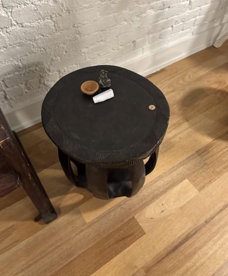 African Large Bowed Base Round Table