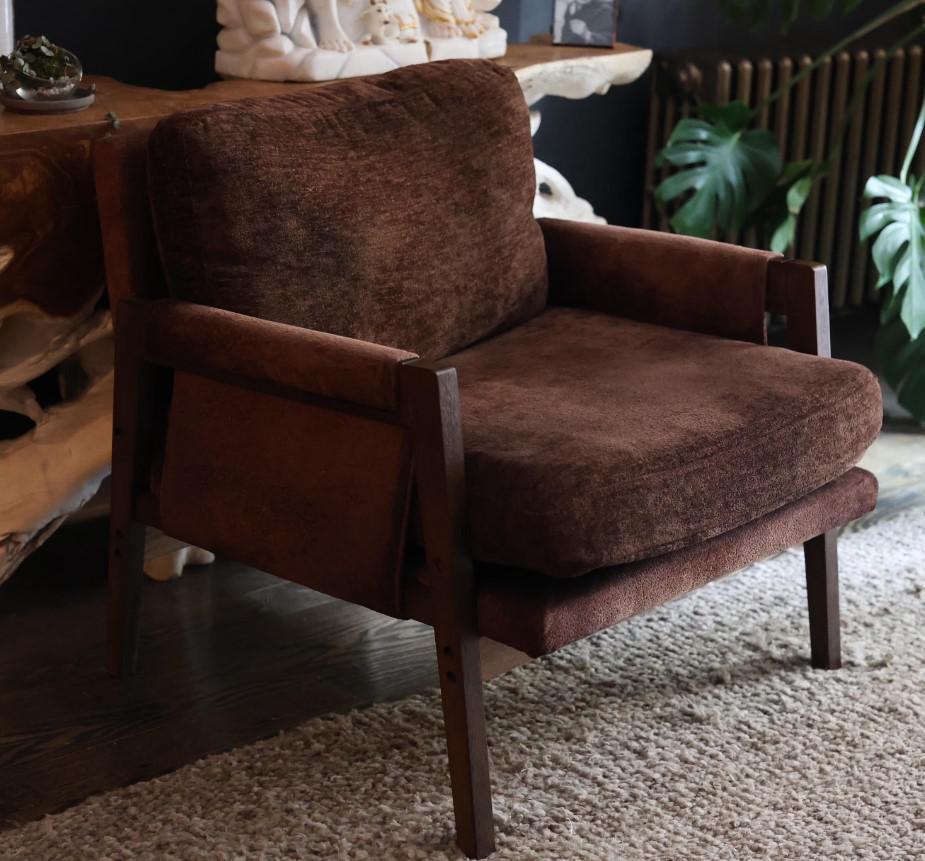 Velvet Chocolate Brown Lounge Chair