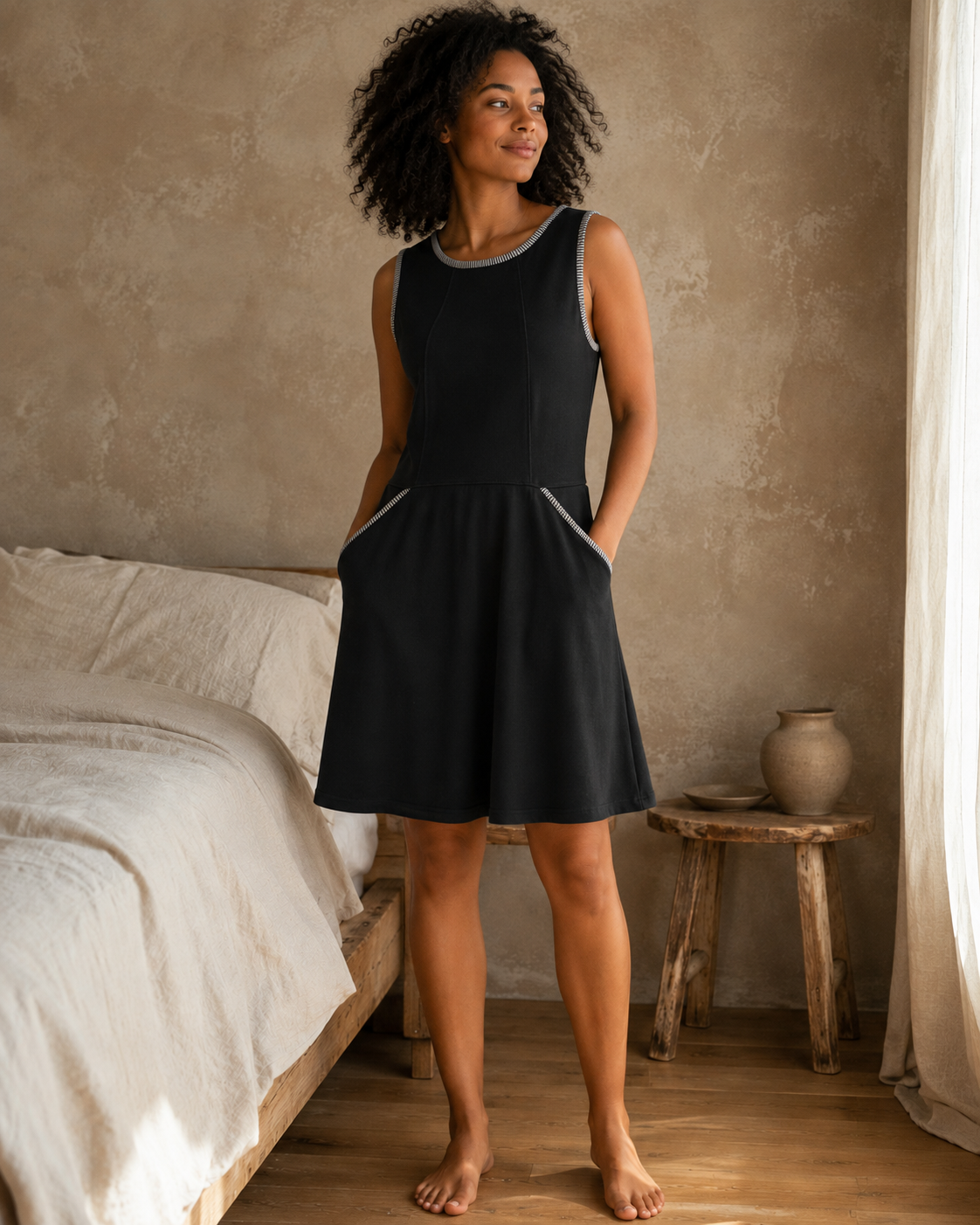 Black Striped Trim Dress, alternate view 2