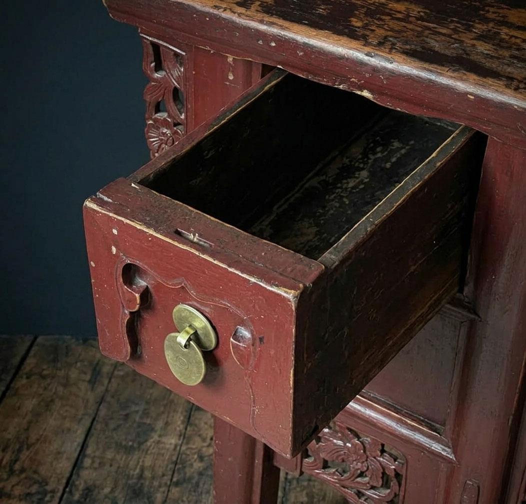 Antique Chinese Flower Side Table