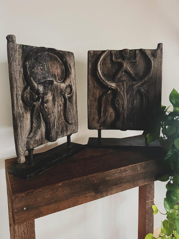 Sulawesi Door Carving, Figure and Bull