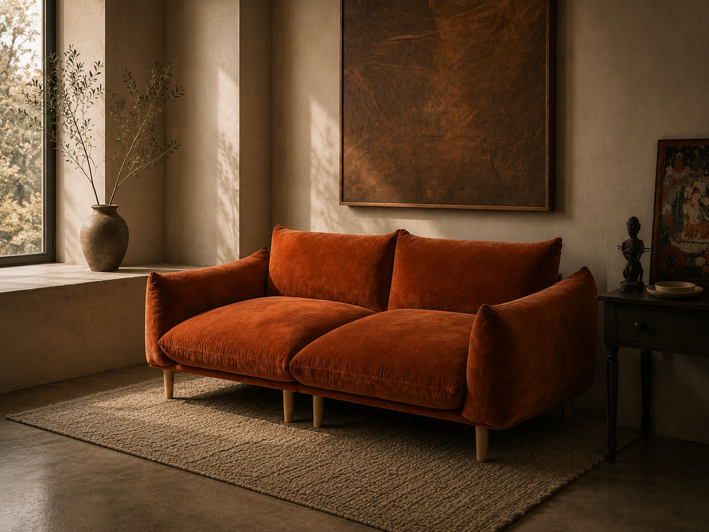 Umber Plush Sofa