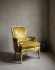The Citron Bergère chair alone, 45 degree three-quarter angle showing full silhouette