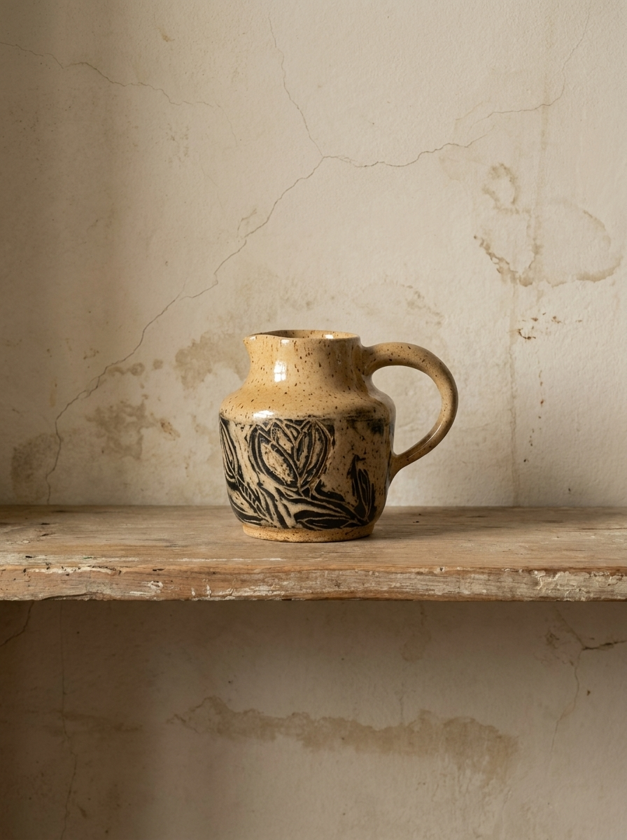 Carved Floral Pitcher