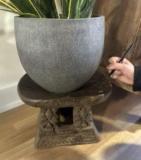 African Square Stand with Decorated Legs
