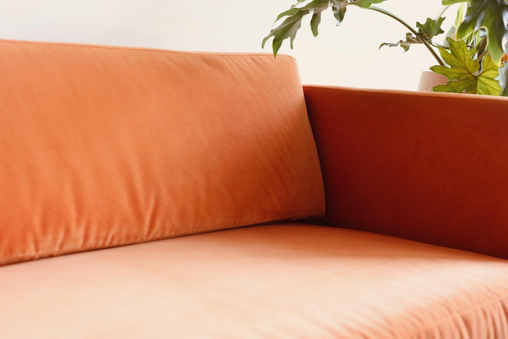 Persimmon Velvet Mid-Century Modern Loveseat