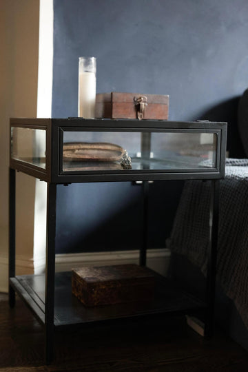 Industrial Glass Display Side Table