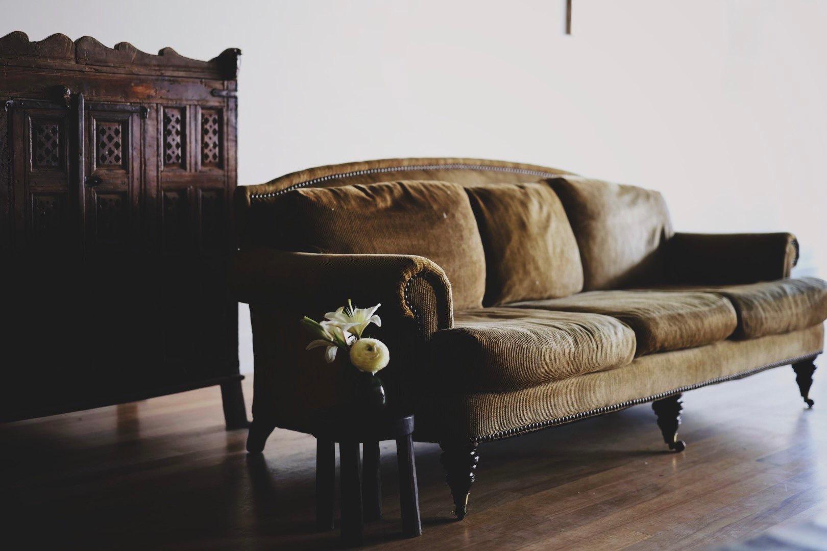 Brushed Corduroy Three Cushion Sofa