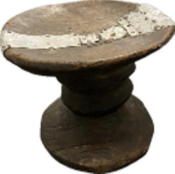 Antique African Stool with Metal Patchwork