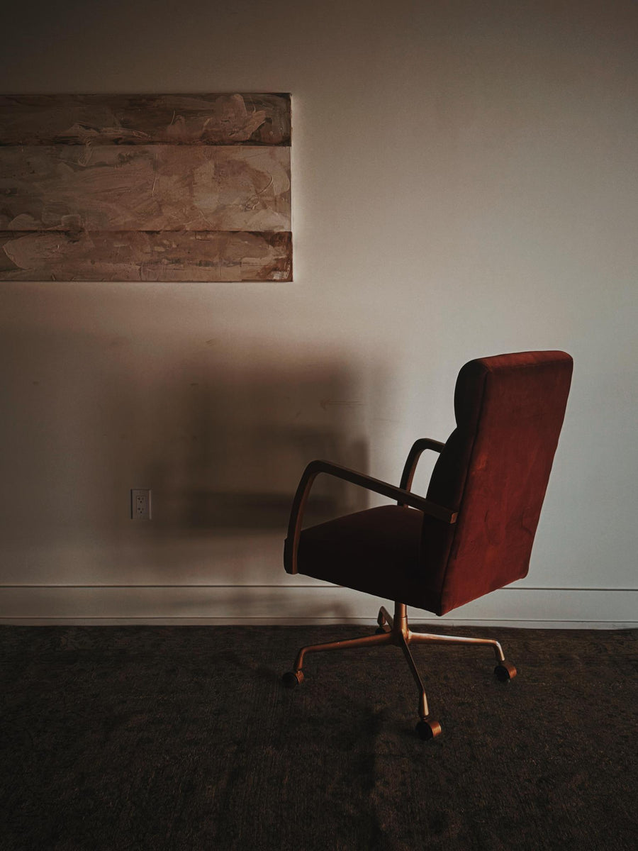 Velvety Burnt Auburn Office Chair