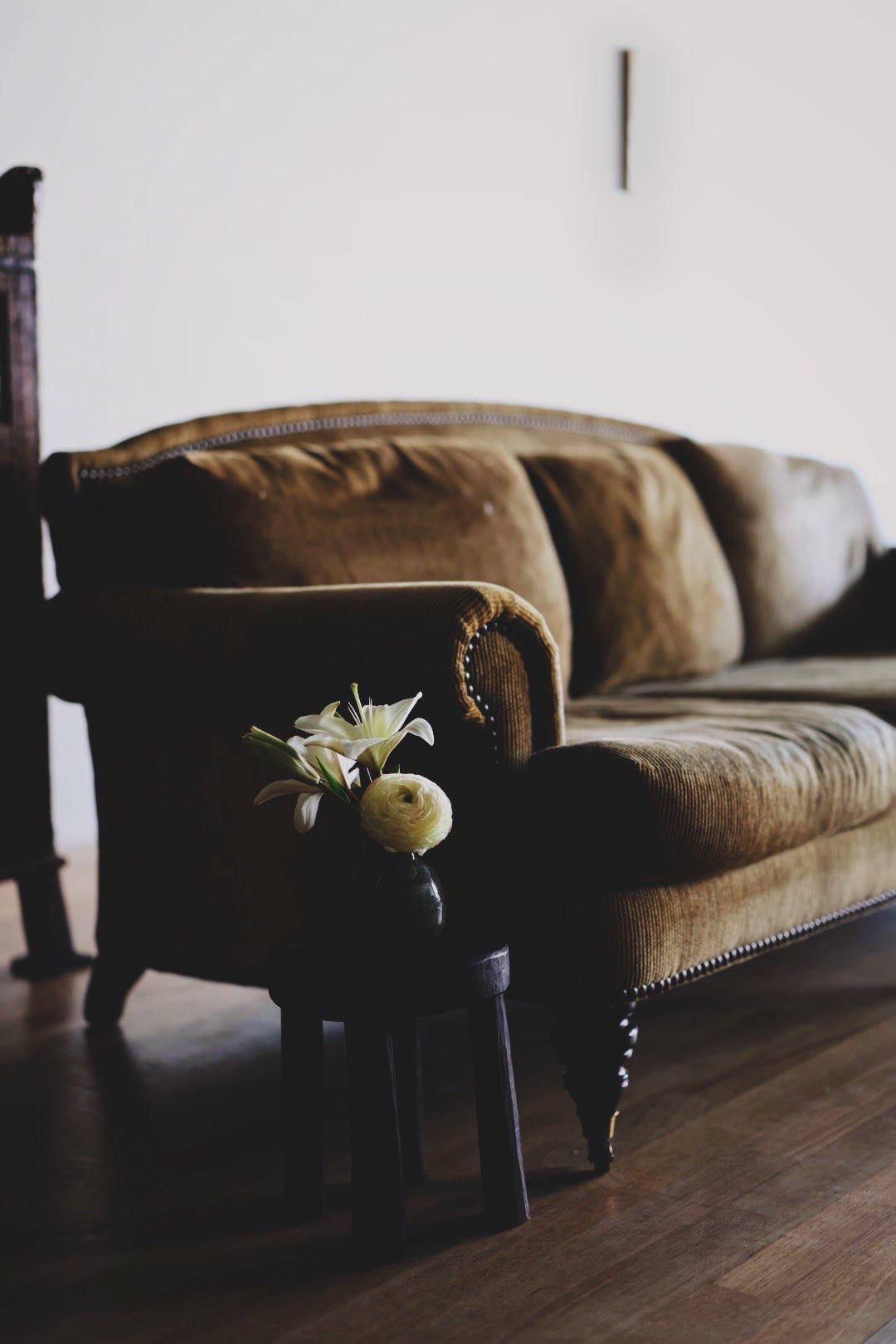 Brushed Corduroy Three Cushion Sofa