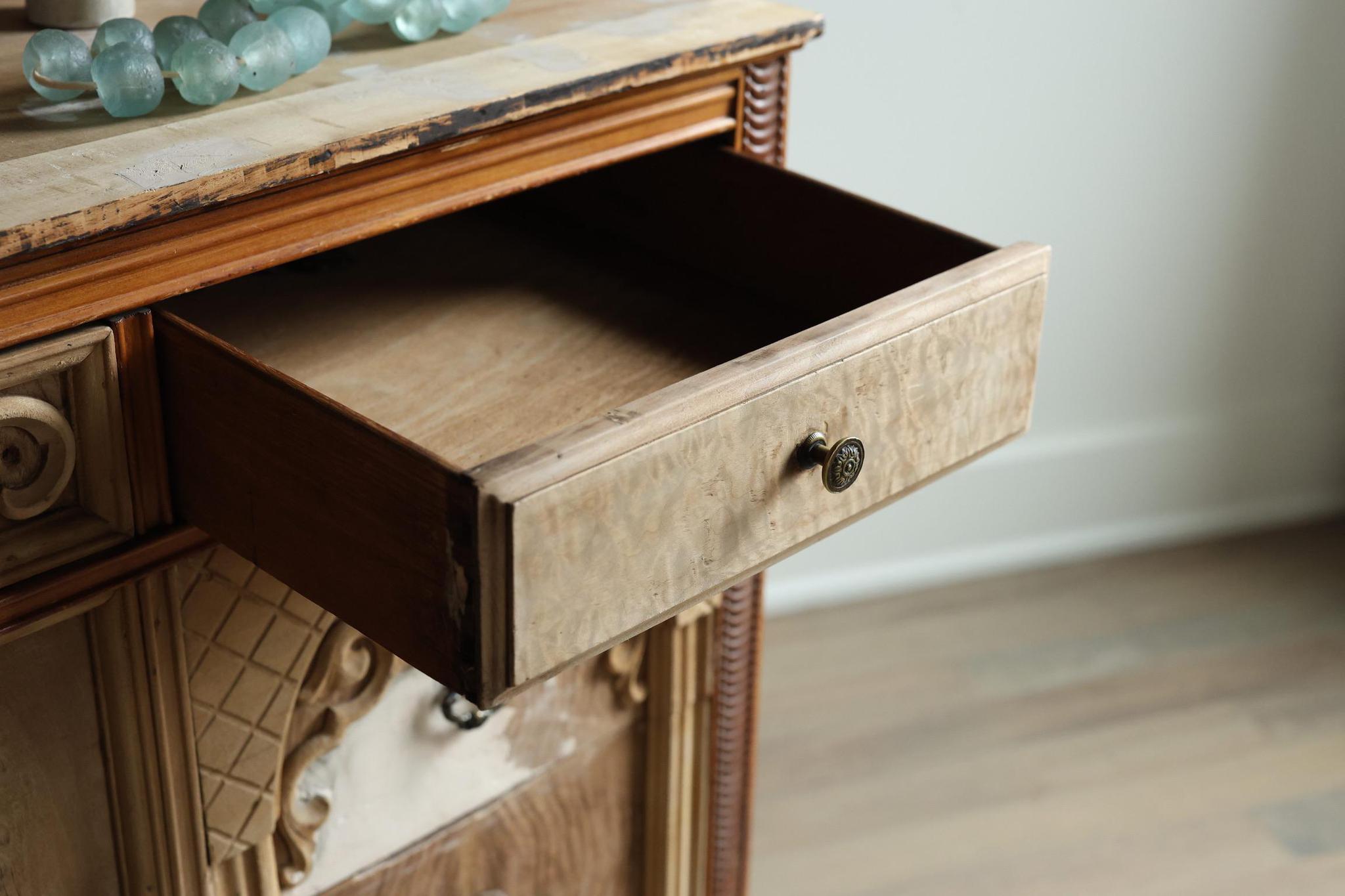 White Washed Spindle Credenza