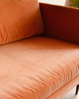 Persimmon Velvet Mid-Century Modern Loveseat