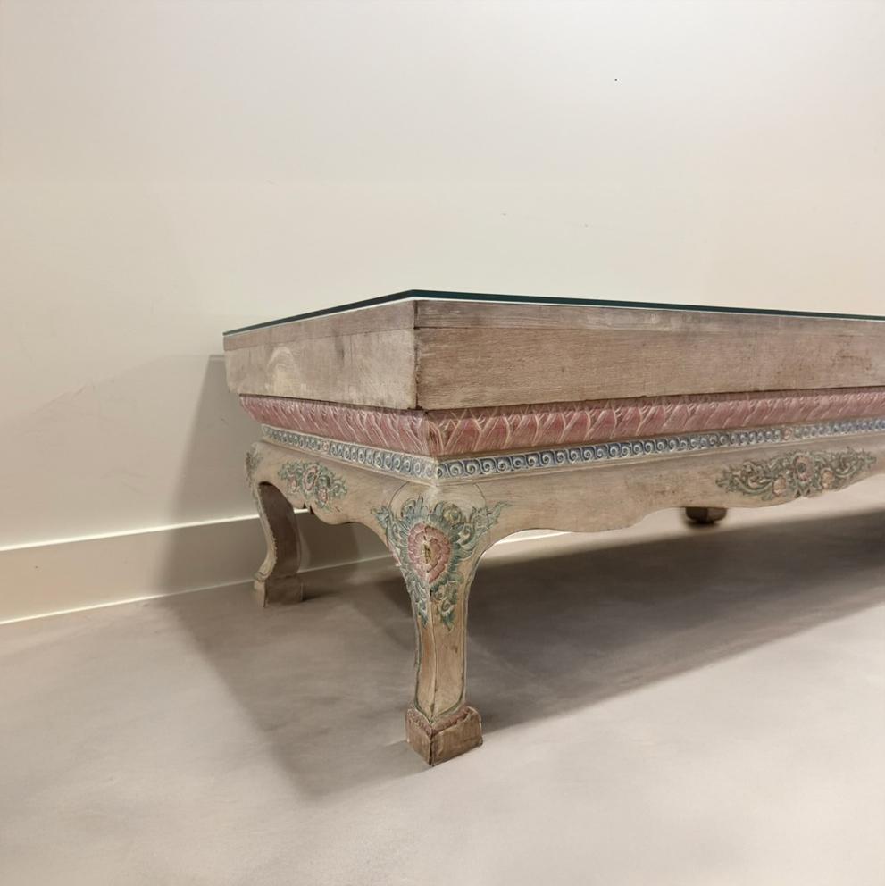 Buddhist Glass Top Coffee Table