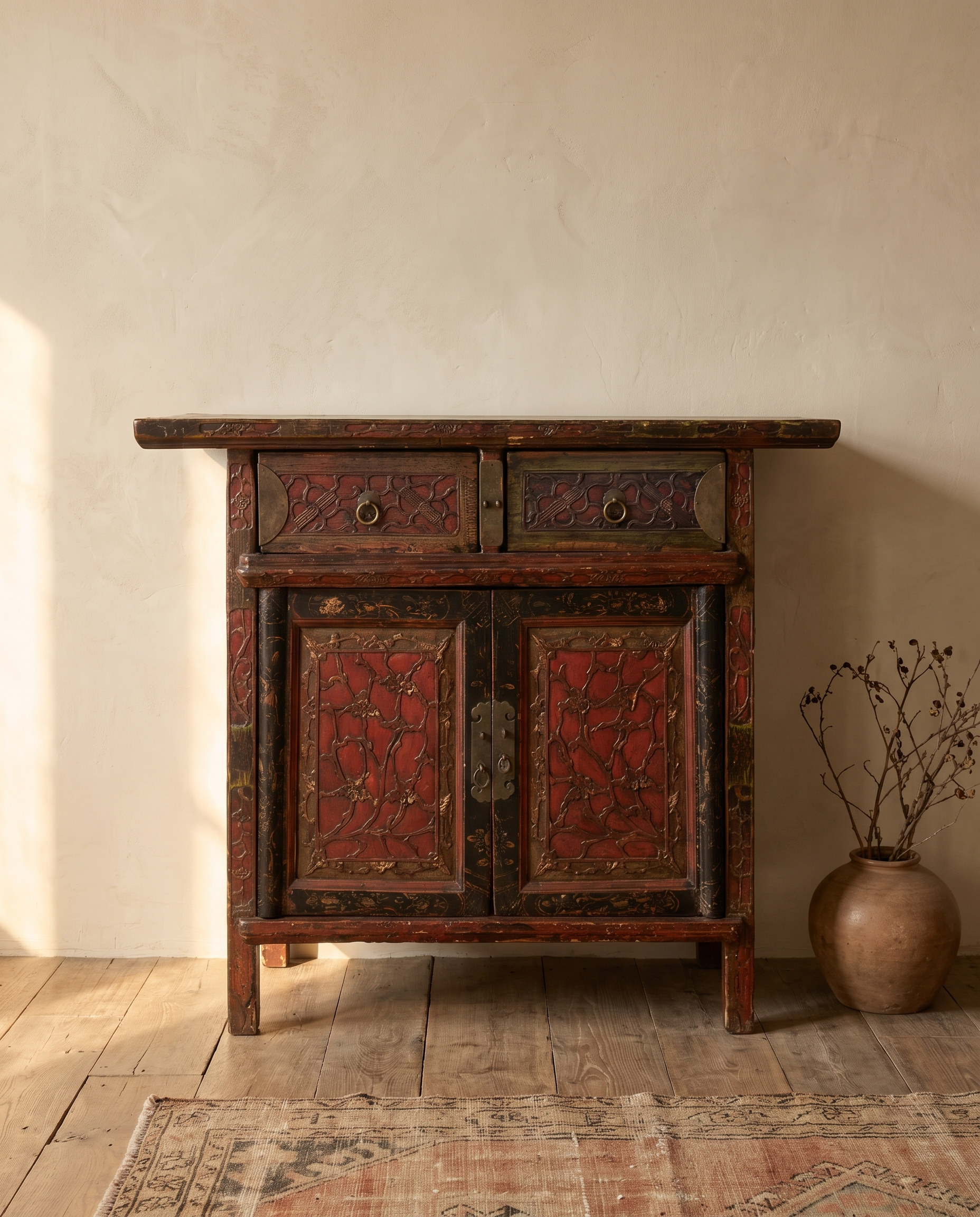 The Vermilion Garden Cabinet, three-quarter view