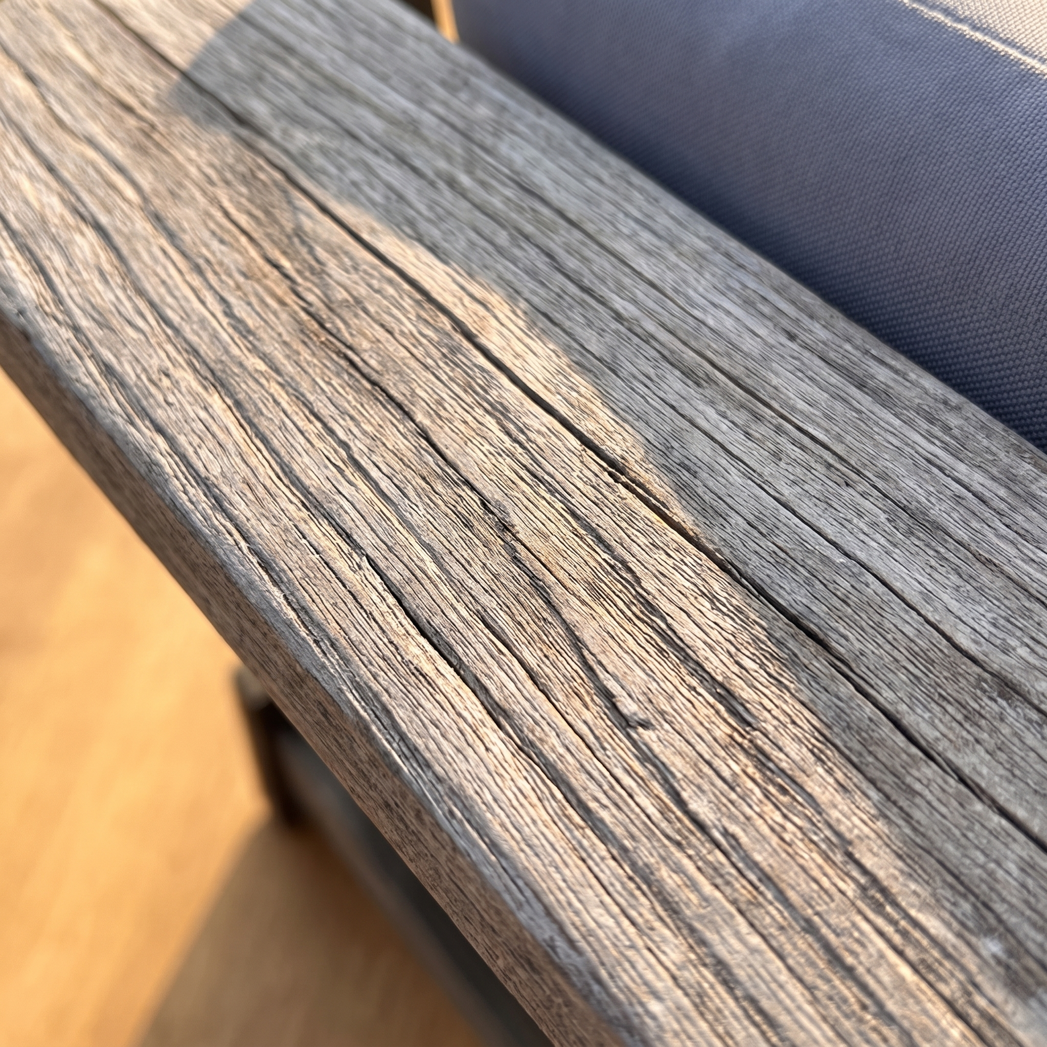 Macro of the weathered driftwood-gray wood grain