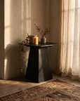 Ember Side Table beside a linen curtain in warm afternoon light