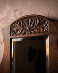 The Looking Glass Hall Tree, carved acanthus crest and mirror bevel detail