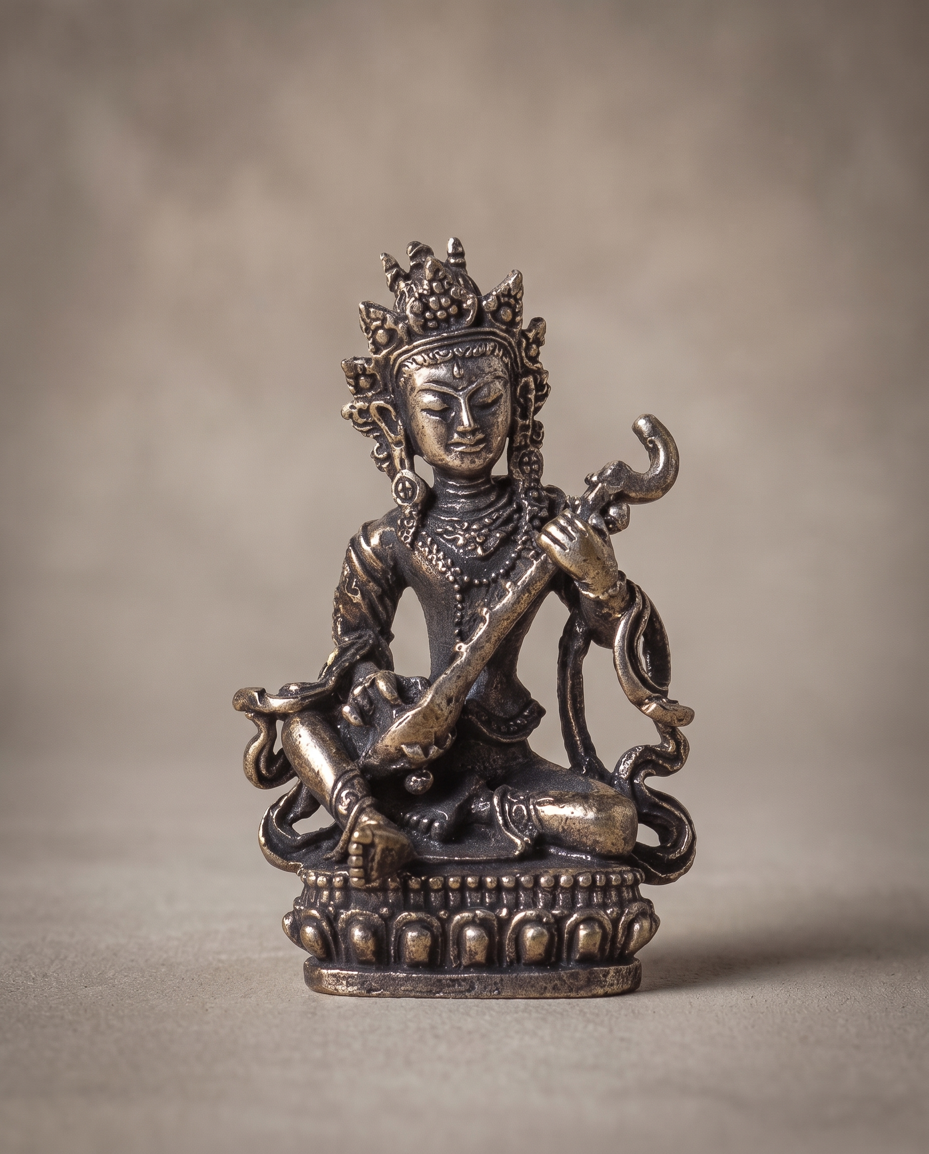 Brass Deity Statuette Saraswati
