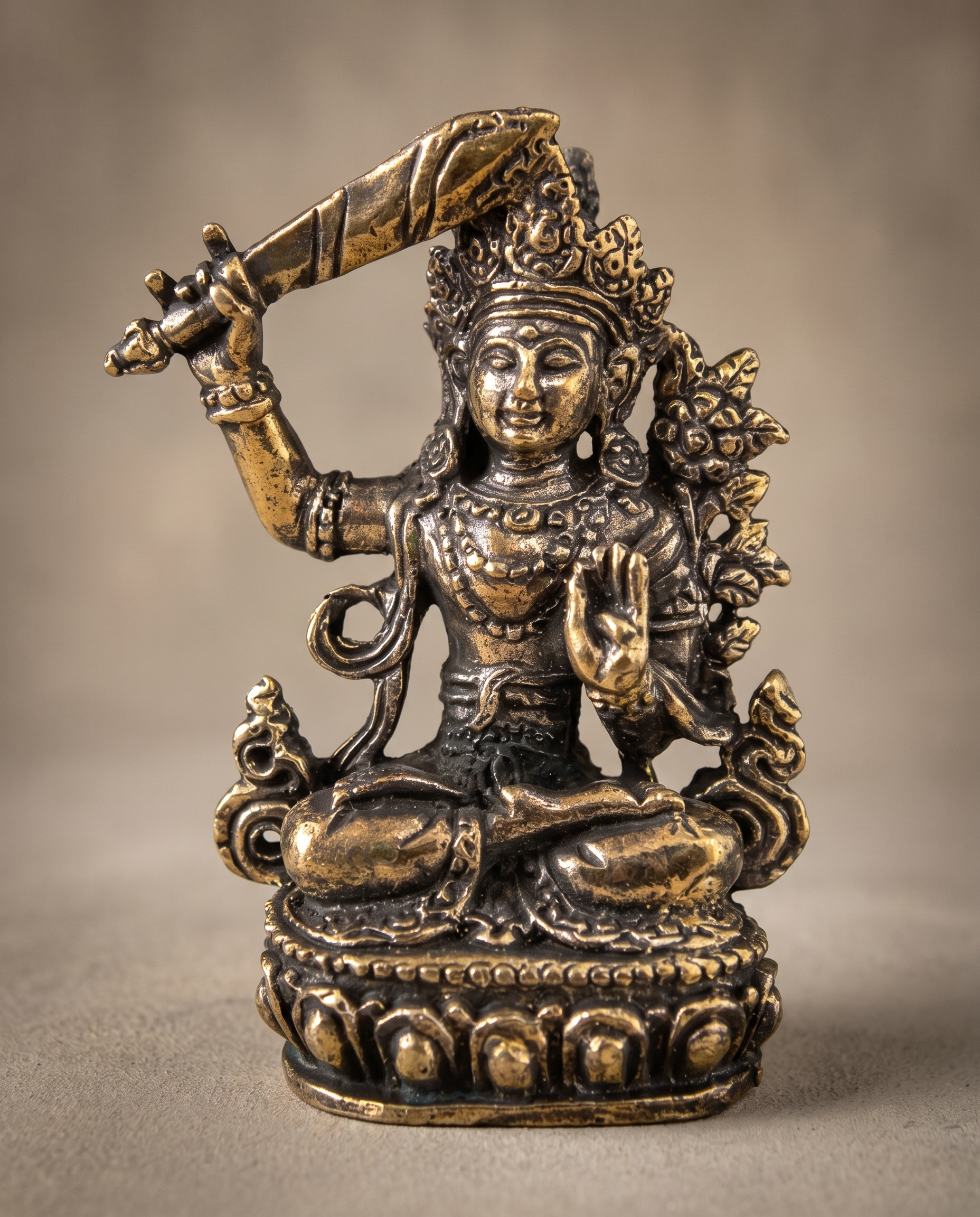 Brass Deity Statuette Manjushri
