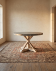 The Patina Zinc Trestle Table, three-quarter view