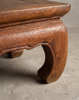Small Kang Table, angled macro detail of leg and apron joinery