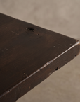 Second close-up detail of the reclaimed wood tabletop grain and edge