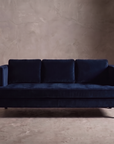 Shenandoah navy velvet sofa, straight-on hero