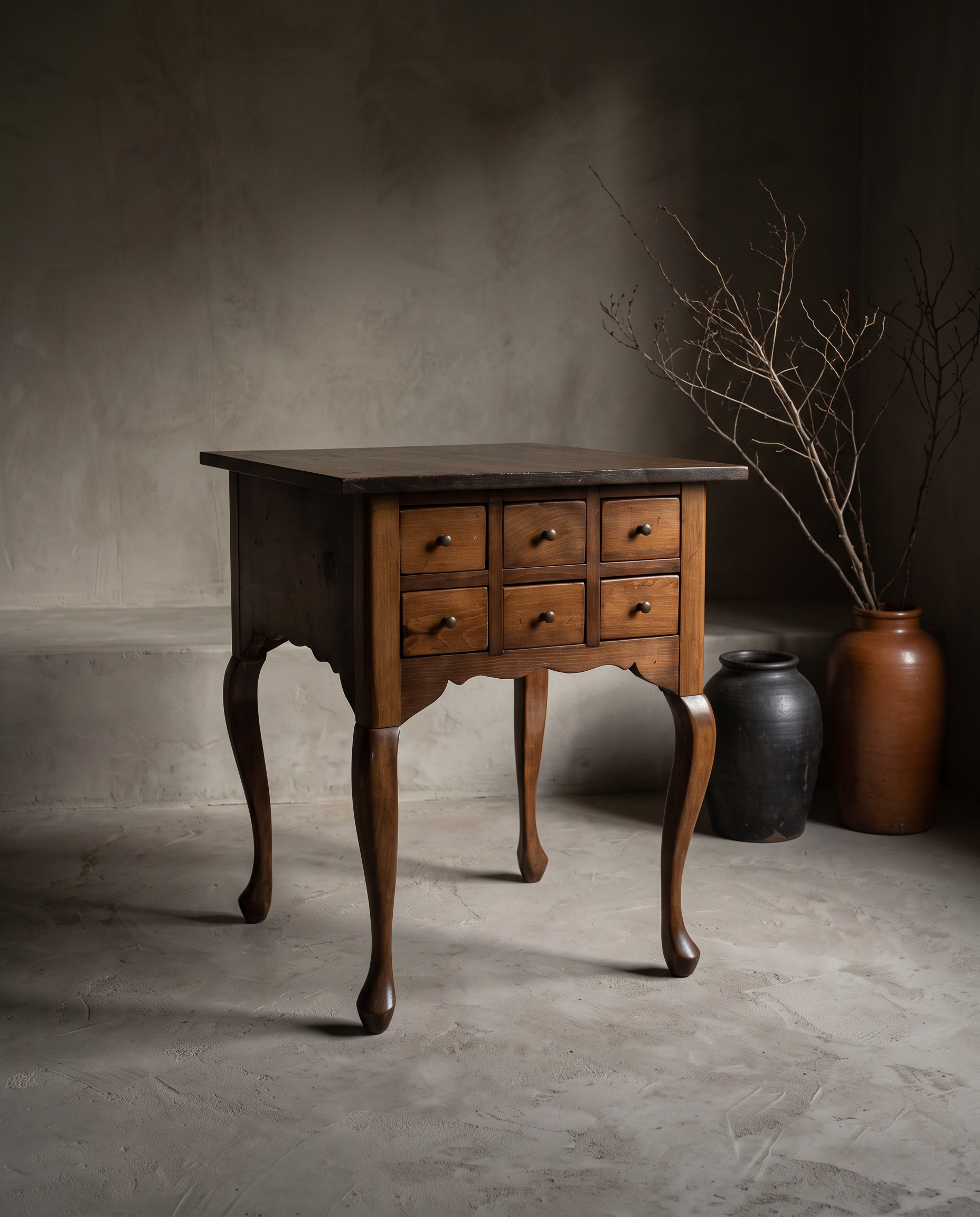 Apothecary six-drawer side table, alternate lifestyle view