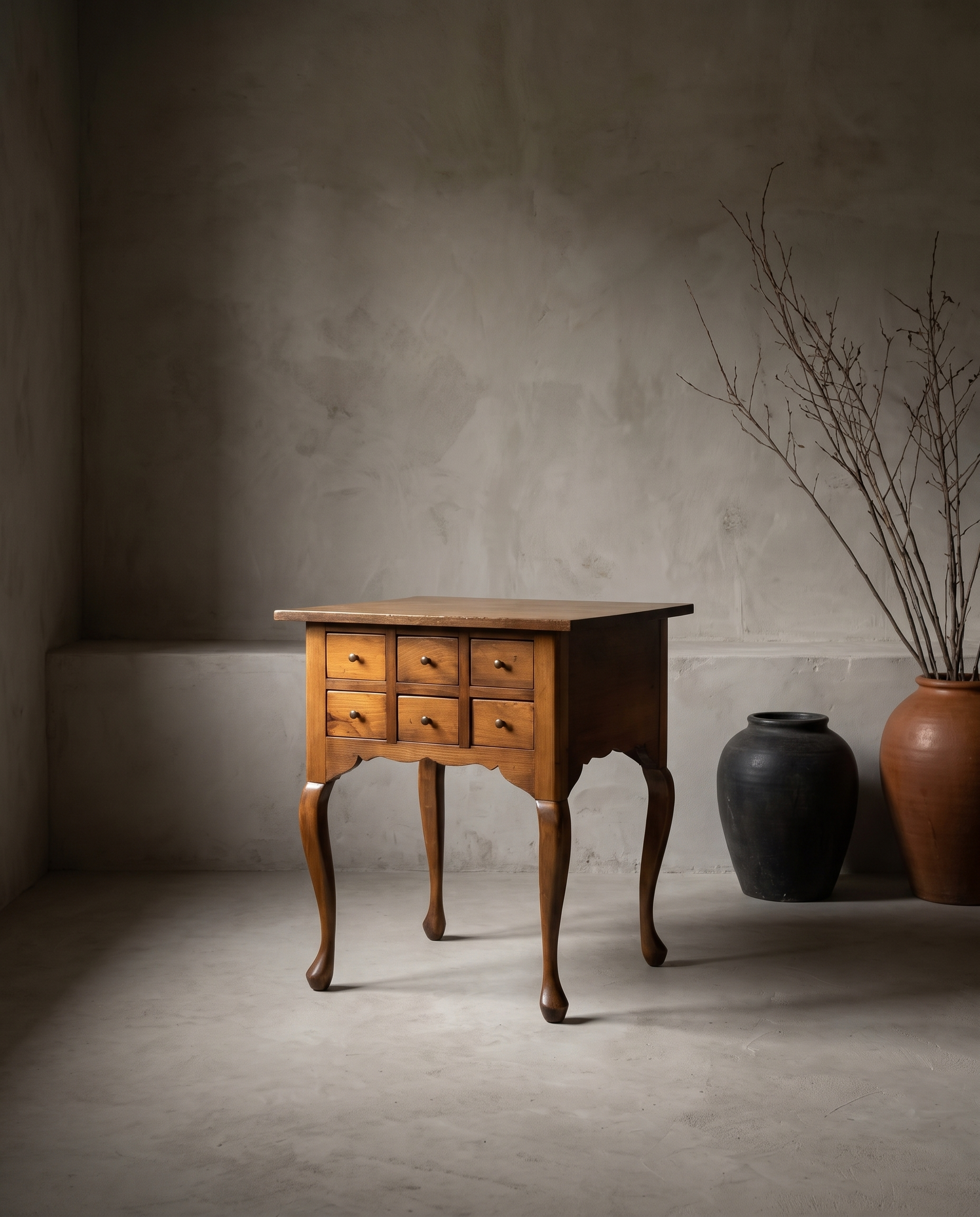 Apothecary six-drawer side table, lifestyle hero