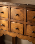 Apothecary six-drawer side table, drawer grid detail