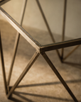 Facets side table top and brass joint detail