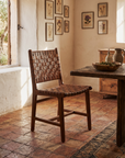 Woven leather chair in a dining room