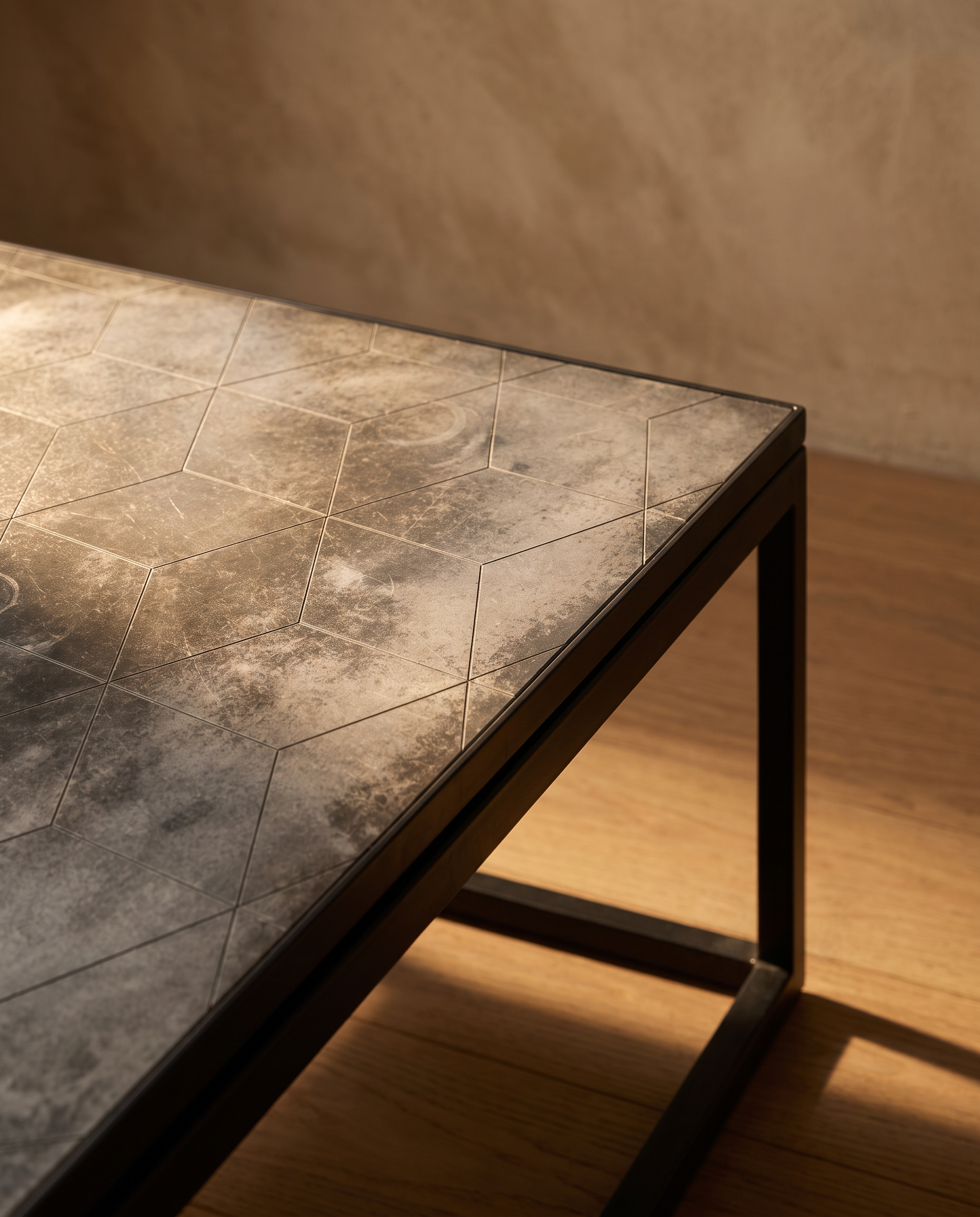 Versailles parquet top and iron base detail