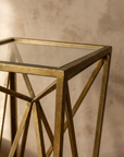 Scintilla glass top and brass frame detail