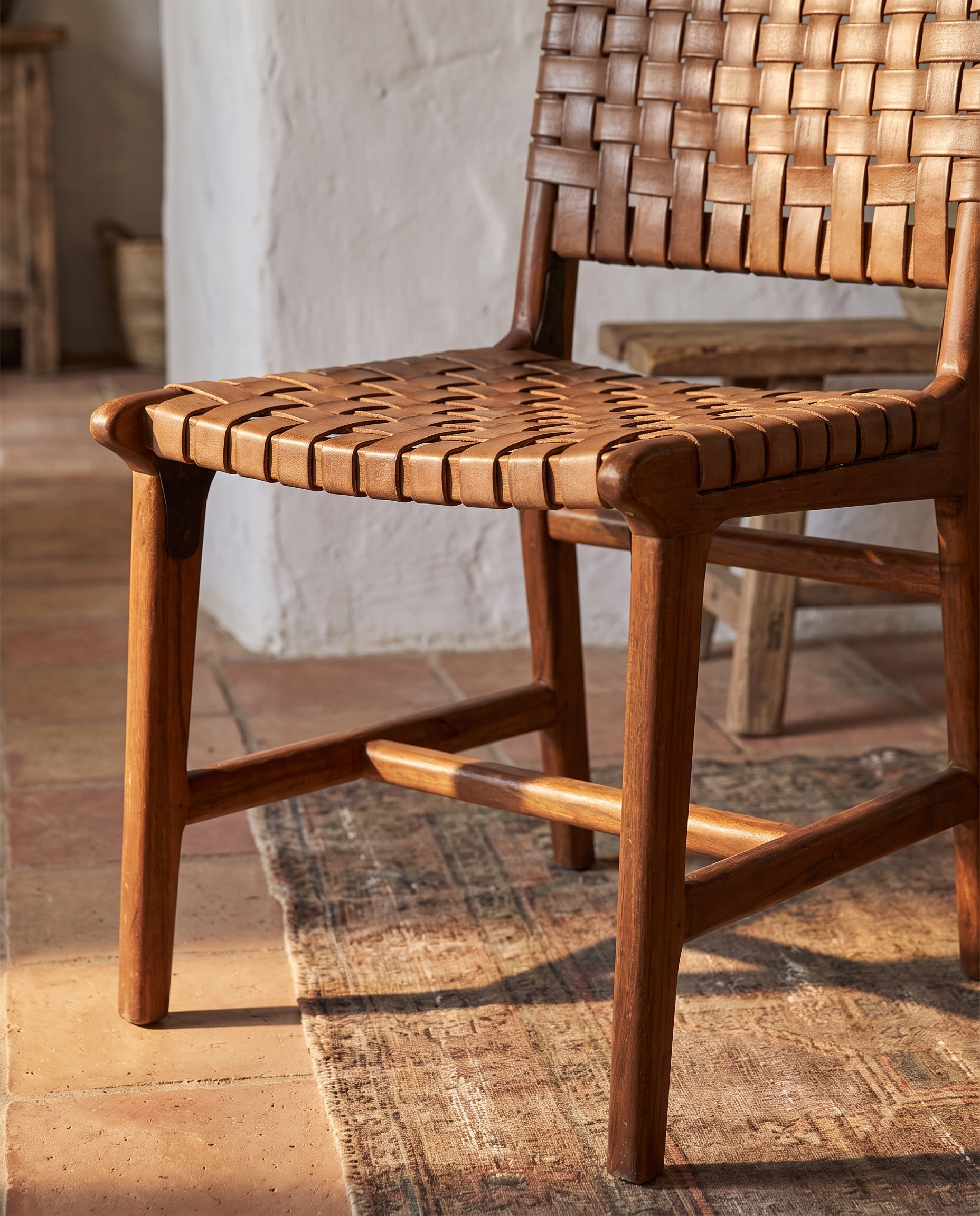 Woven leather seat detail