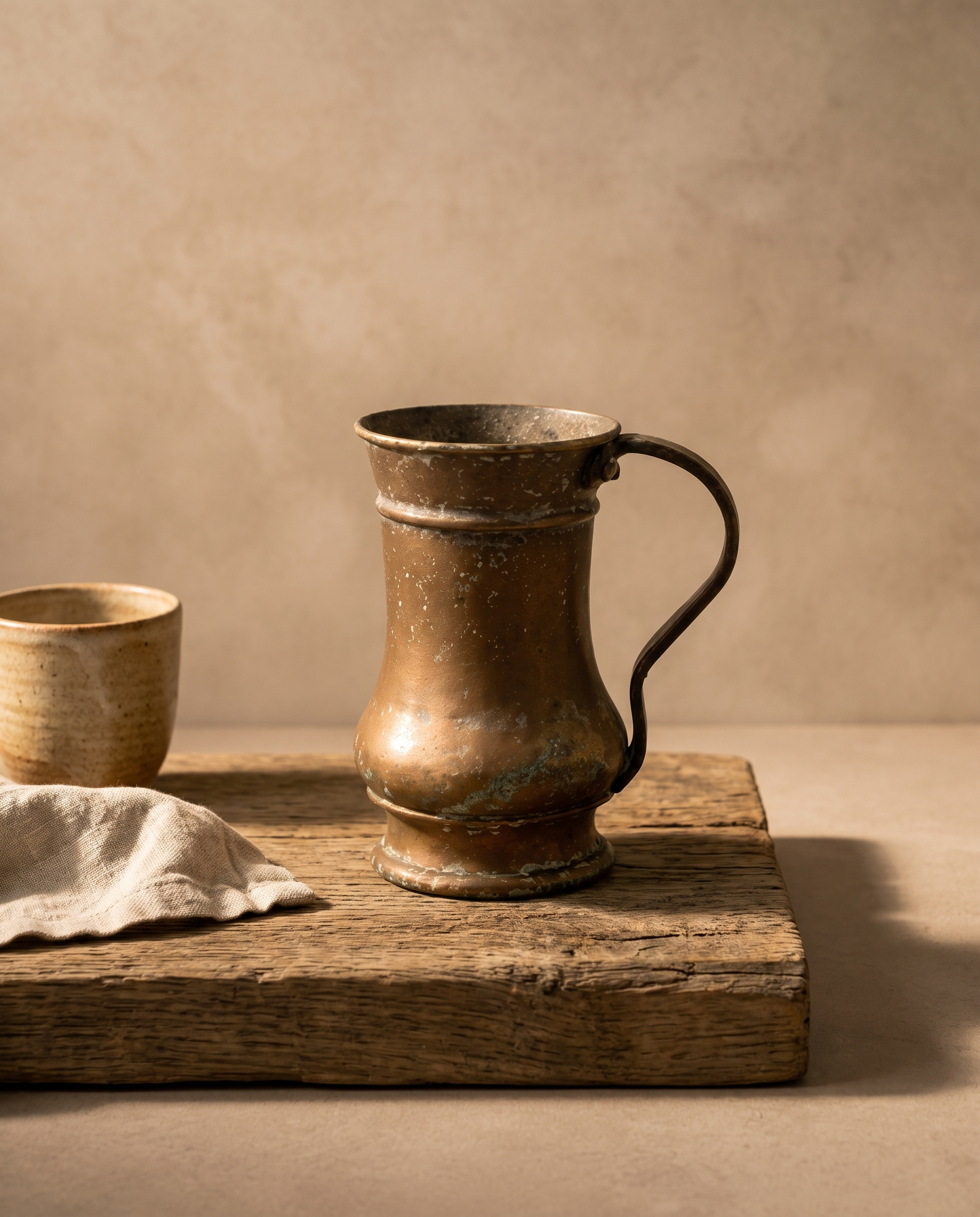 Ancient Indian Copper Cup with Single Handle