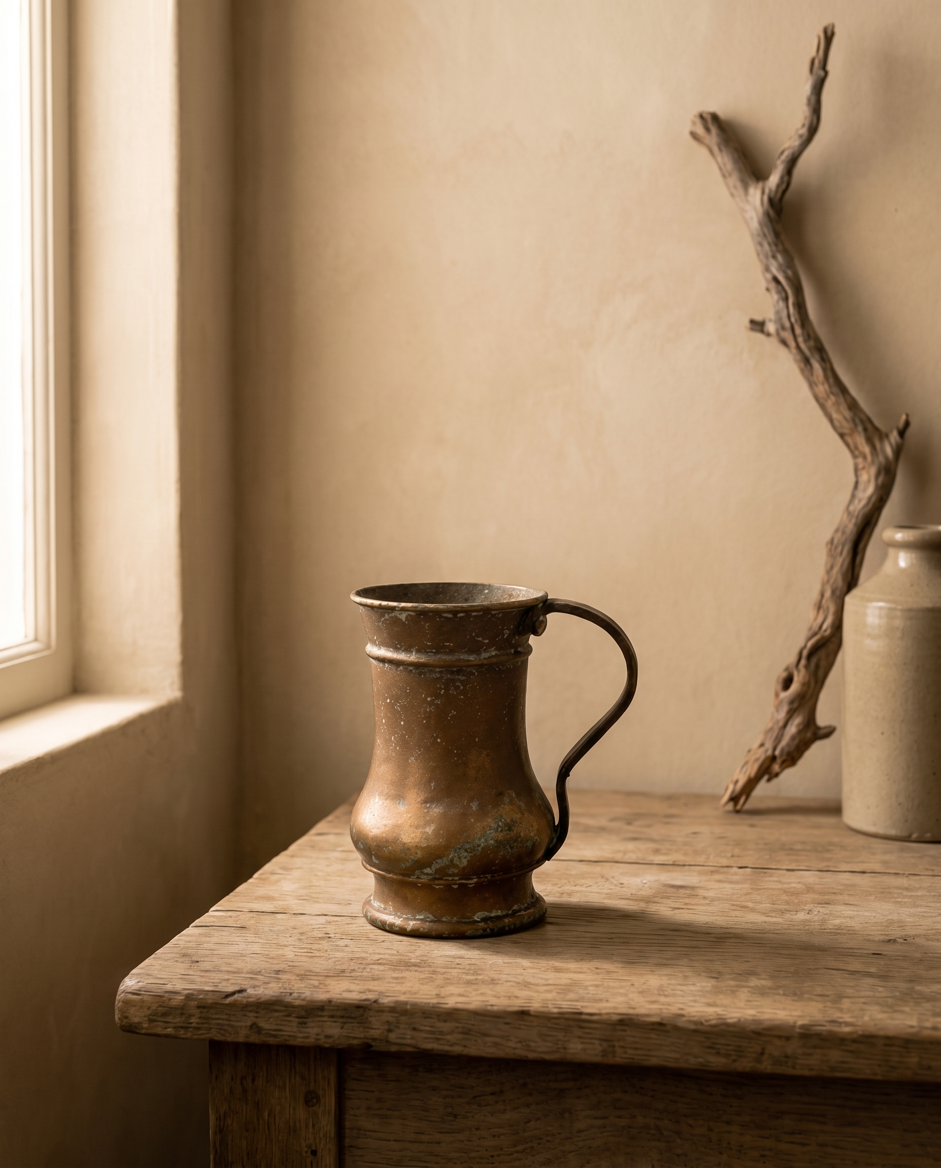 Ancient Indian Copper Cup with Single Handle