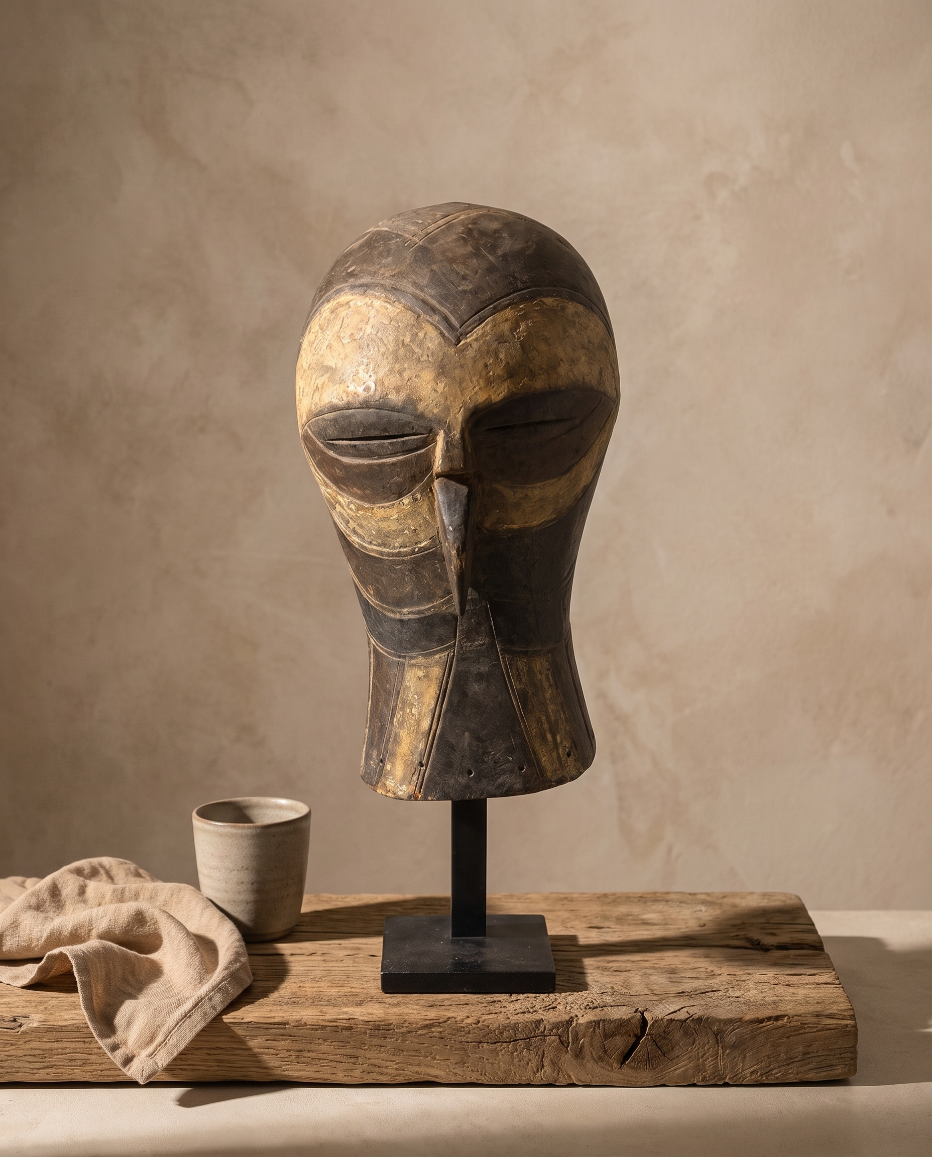 Carved Mask with Ochre Pigment