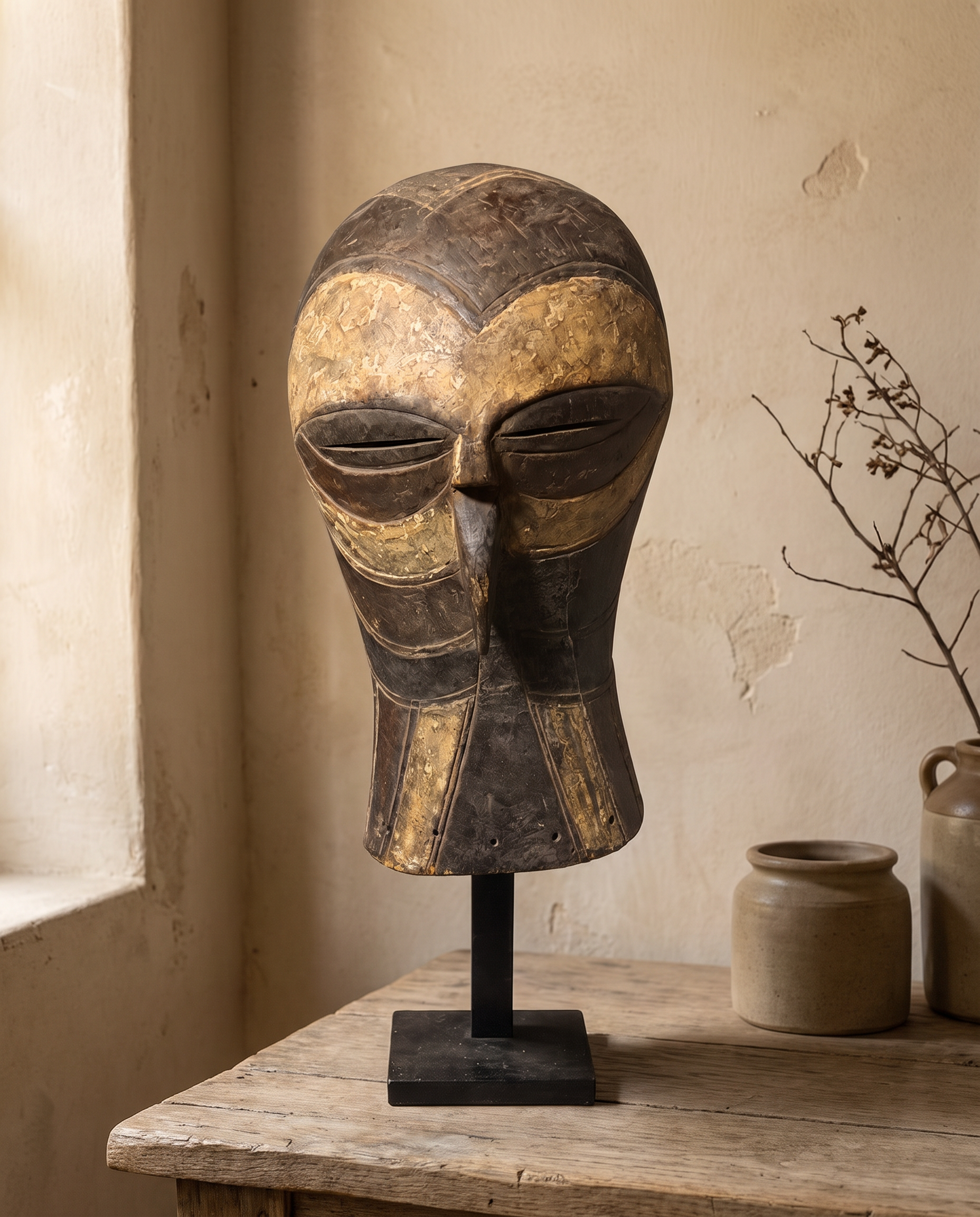Carved Mask with Ochre Pigment