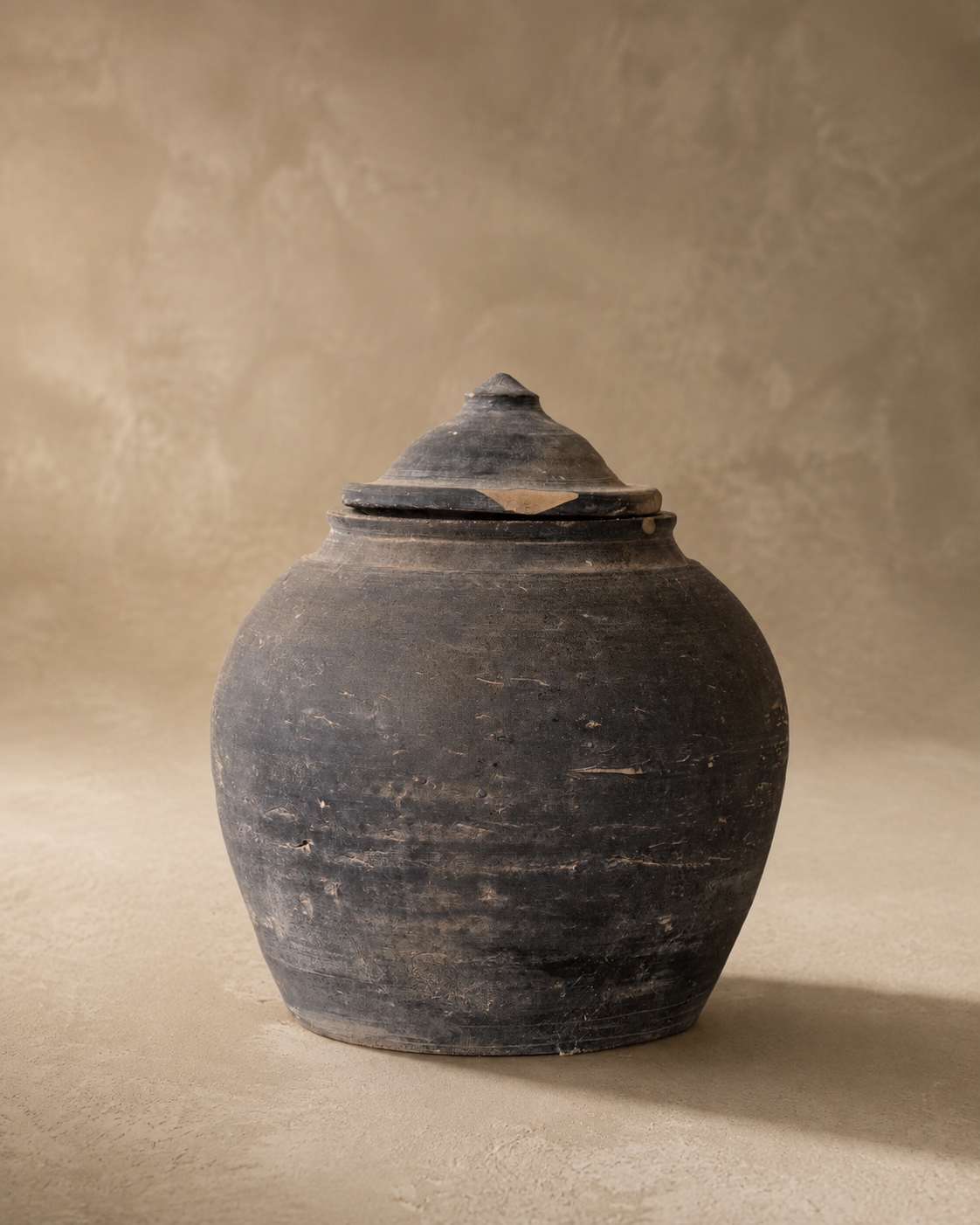 Lidded Village Vase